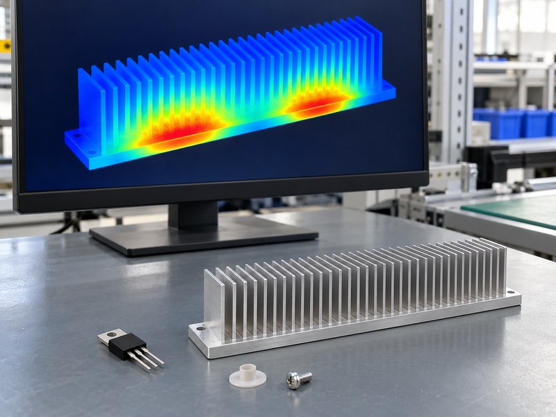 PC voltage regulator heat sink with a qualitative board thermal visualization