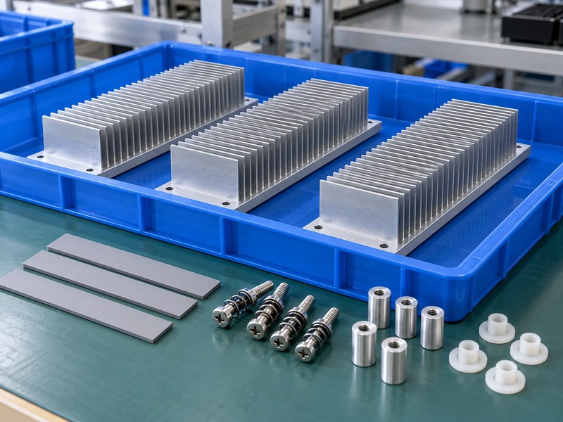 PC voltage regulator heat sink production samples with separate mounting kits