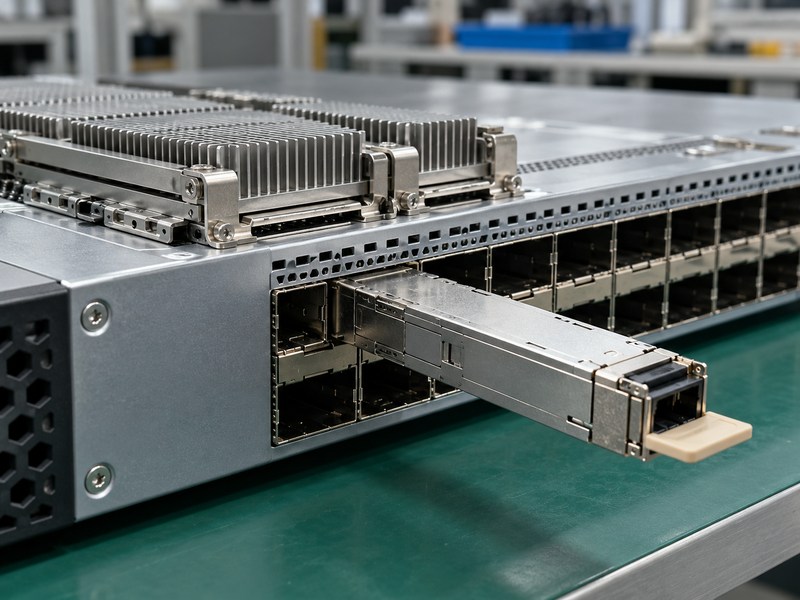 riding heat sink axial module insertion below a cage-retained heat sink