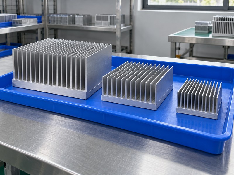 sandblasted aluminum heat sink production samples presented for supplier approval