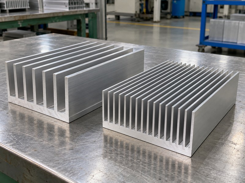 sandblasting aluminum heat sink fin geometry comparison before process qualification