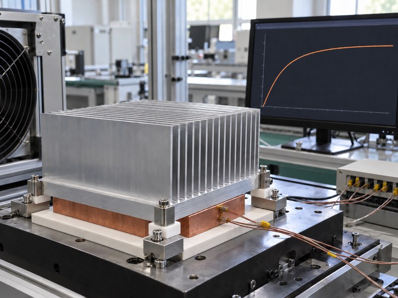 sandblasting aluminum heat sink illustrative thermal stabilization trace on a laboratory screen