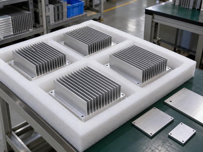 sandblasting aluminum heat sink qualified parts packed in individual protective foam pockets