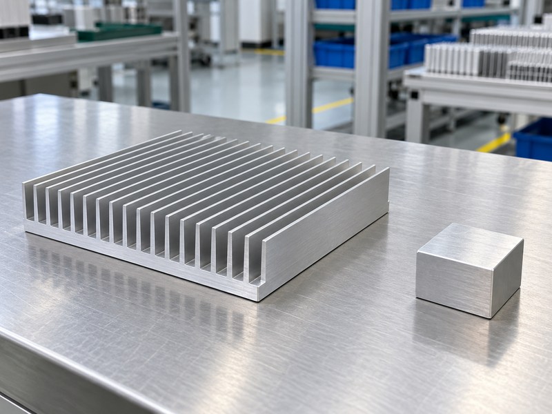 Server radiator aluminum heat sink manufacturer footprint comparison with an unpowered aluminum block