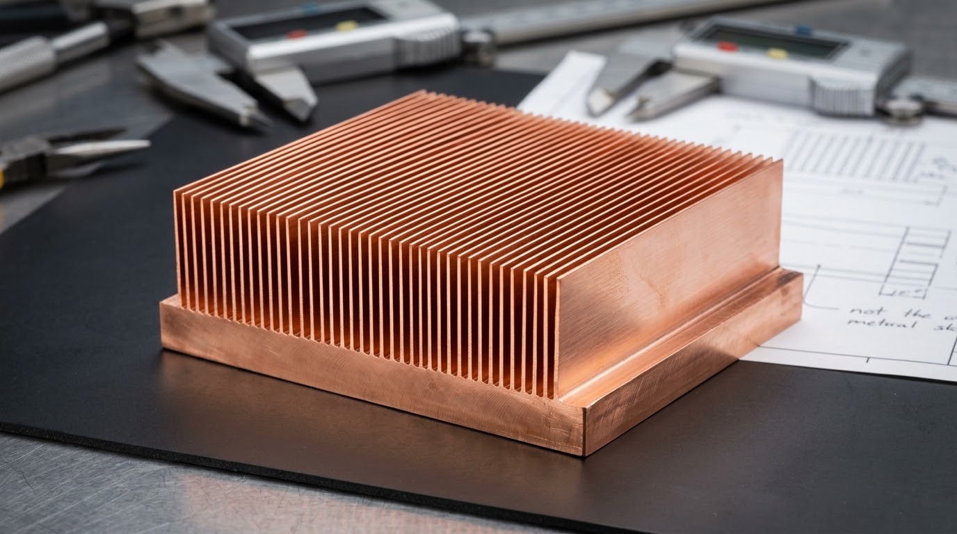 Copper Skived Fin Heat Sink macro engineering workbench photo