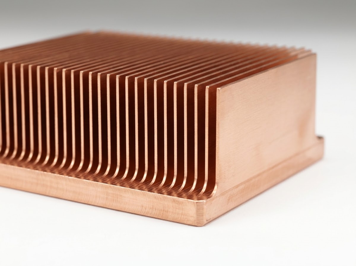 Copper skived fins formed directly from a continuous base