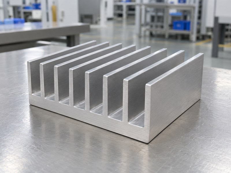 Shape accuracy radiator aluminum heat sink with a continuous base and straight parallel fins
