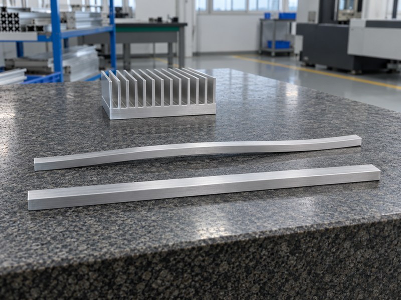Shape accuracy radiator aluminum heat sink inspection with straight and bowed aluminum reference samples