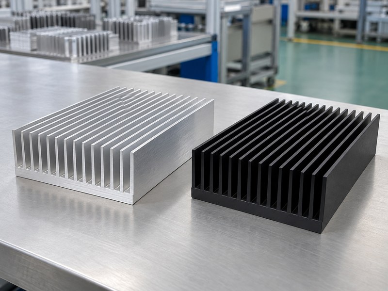 Shape accuracy radiator aluminum heat sink samples with silver and black finishes
