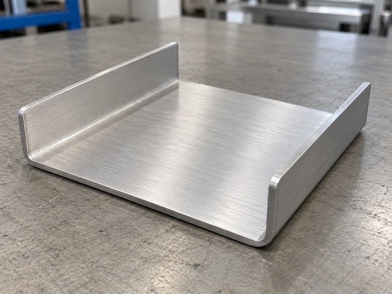 Sheet metal bending aluminum heat sink with a continuous base and two formed flanges