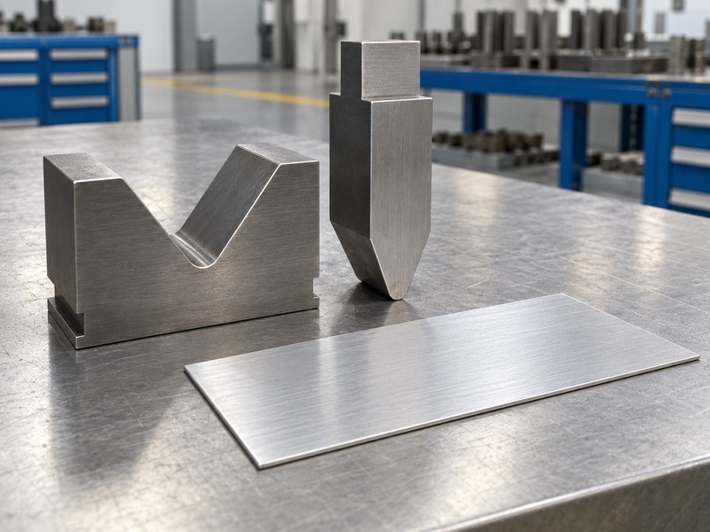 Sheet metal bending aluminum heat sink tooling with a detached V die and rounded punch