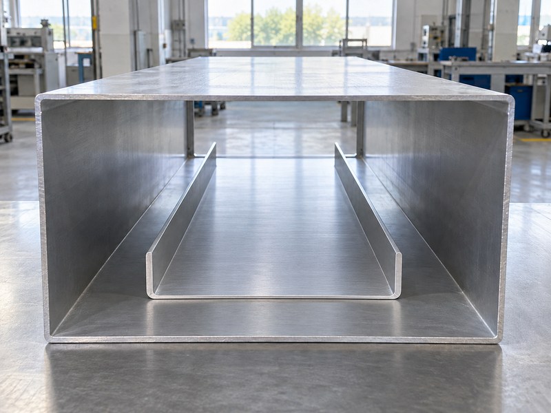 Sheet metal bending aluminum heat sink with unobstructed channel ends in a duct