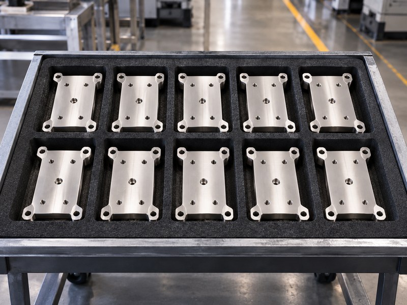 stainless steel cnc milling heat sink base production samples in individual protective cavities