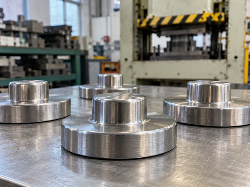 stainless steel cold forged heat sink feasibility specimen with low substantial formed features