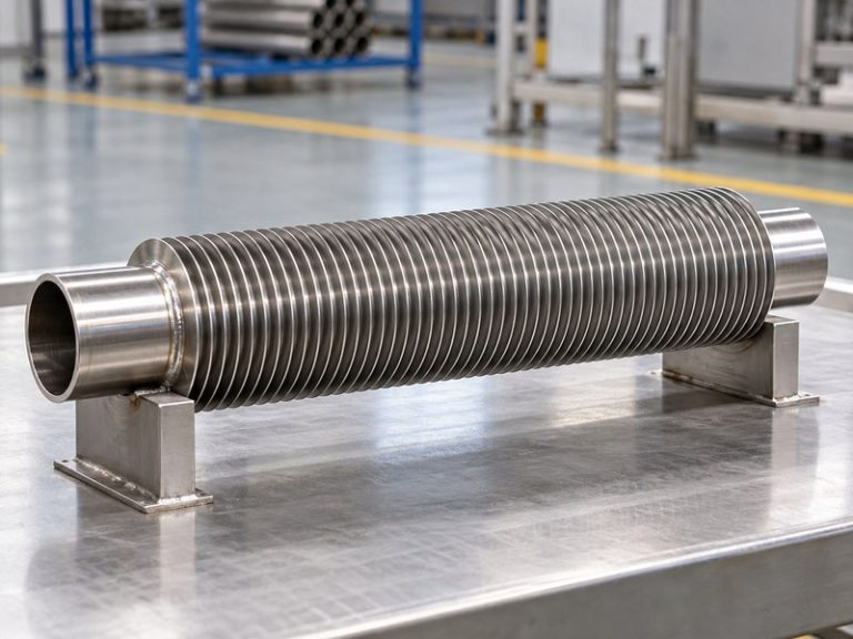 stainless steel finned heat sink tube sample with complete pipe ends and regular external fins