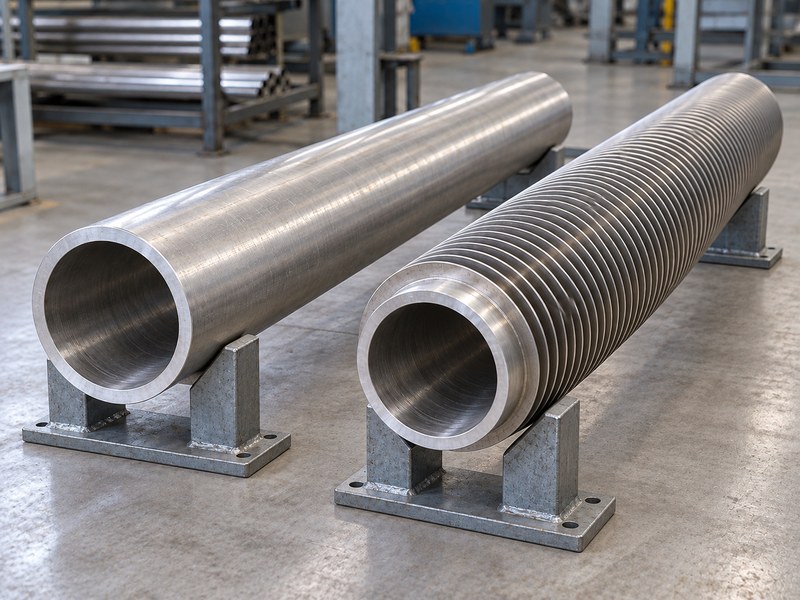 stainless steel finned heat sink bare tube and finned-tube material specimens