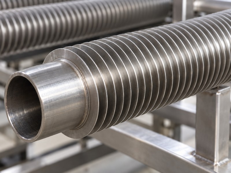 stainless steel finned heat sink fin root in close contact with the tube wall