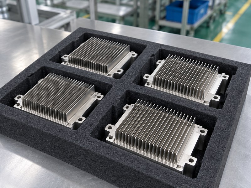 stainless steel heat sink production samples in separate protective packaging