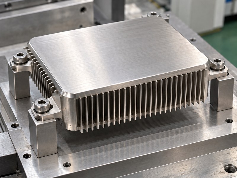 stainless steel natural finish heat sink contact face shown separately from external fins