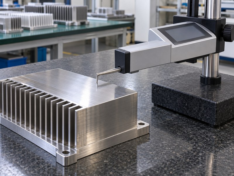 stainless steel natural finish heat sink roughness inspection on a stable sample surface