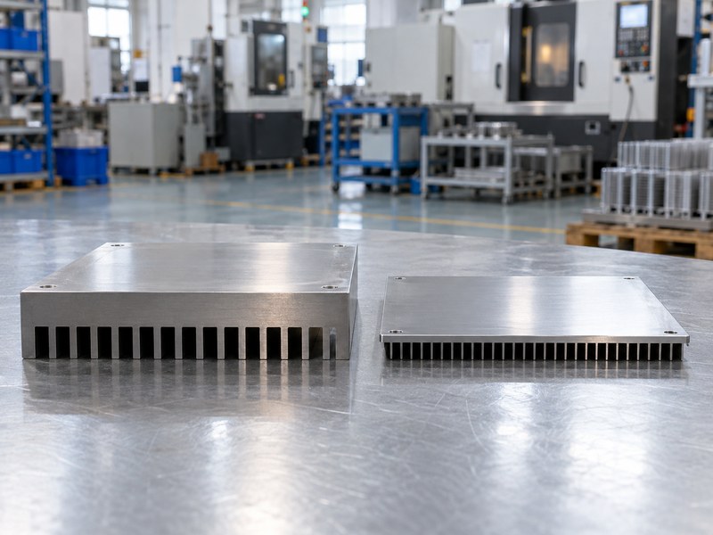 steel heat sink base plates showing different conduction path lengths