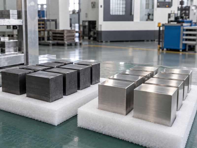 steel heat sink material samples separated into carbon steel and stainless steel groups