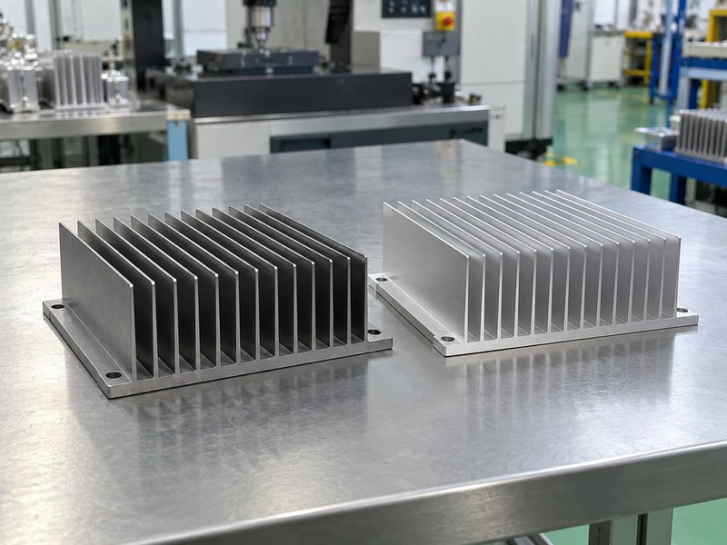 steel heat sink vs aluminum comparison using two straight-fin sample designs