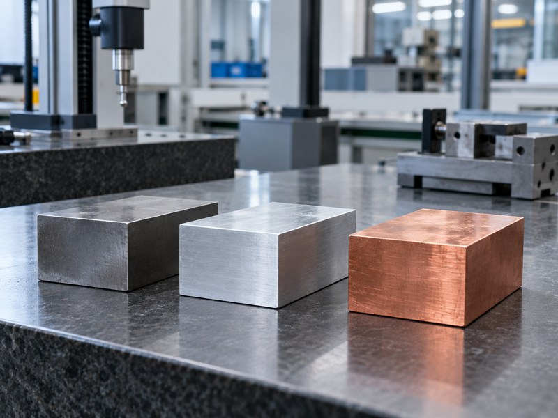 steel heat sink vs aluminum material blocks with a separate copper reference specimen
