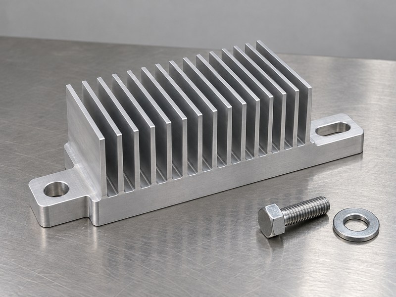 Structural integrity aluminum heat sink mounting ear with an elongated slot and separate fastener