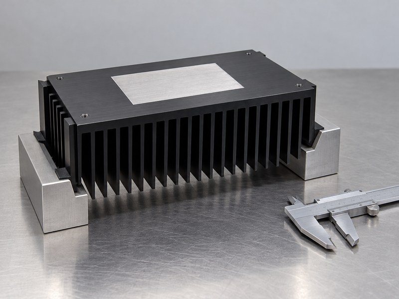 Structural integrity aluminum heat sink with a masked contact face and separate caliper