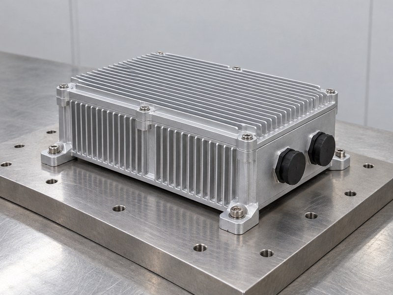 Structural integrity aluminum heat sink enclosure on an idle mechanical fixture plate
