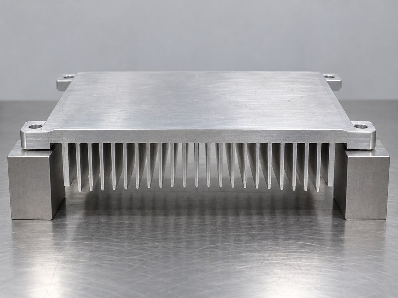 Structural radiator aluminum heat sink with its flat base underside supported upward