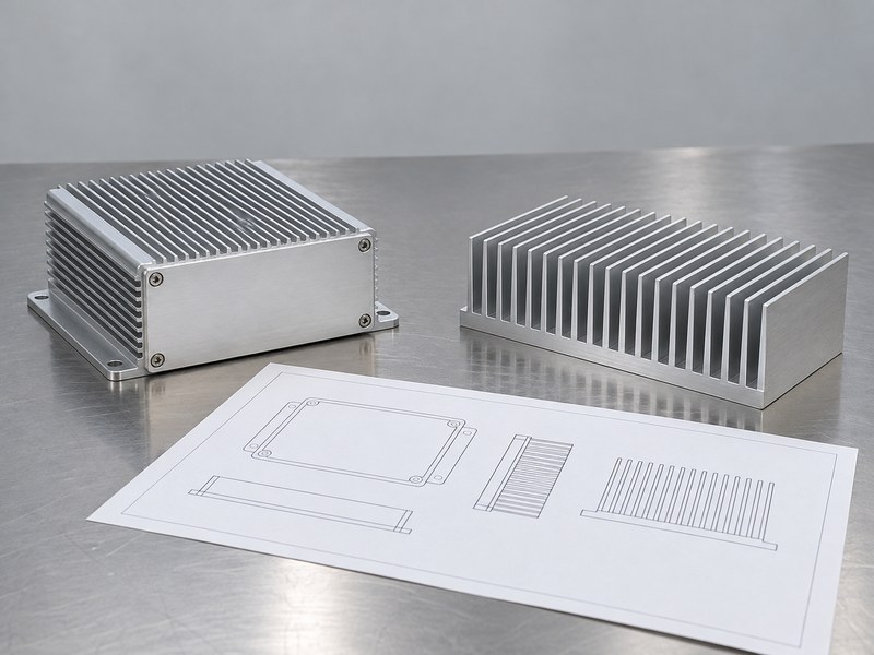 Structural radiator aluminum heat sink and enclosure prepared for engineering quotation review
