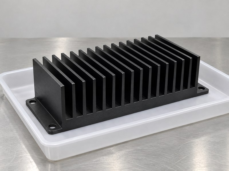 Supply anodized heat sink wholesaler stock sample in a clean inspection tray