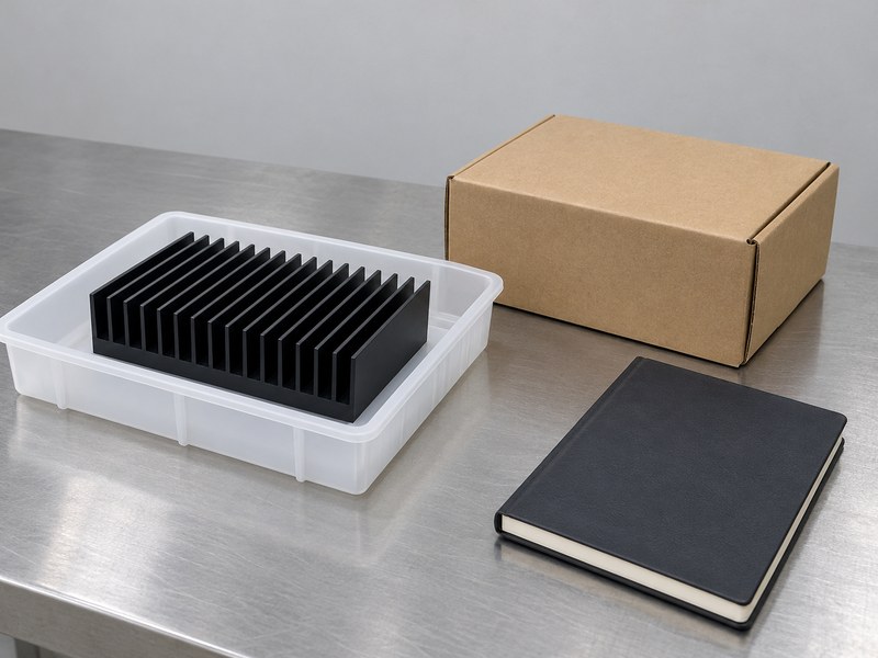 Supply anodized heat sink wholesaler repeat-order sample with a stock bin and sealed box