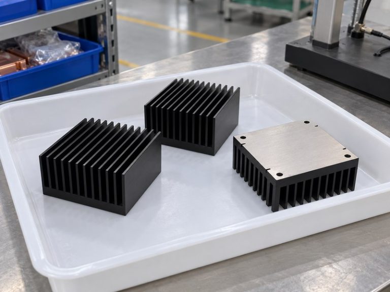 Surface treated aluminum heat sink samples with a masked underside contact pad