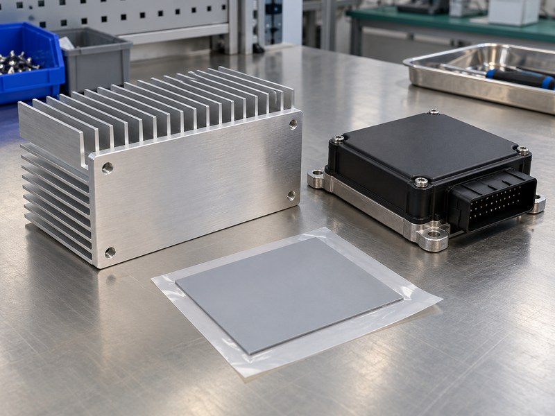 Surface treated heat sink contact face with a separate replacement thermal pad
