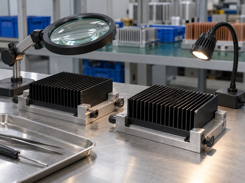 Surface treated heat sink samples prepared for coating-condition review