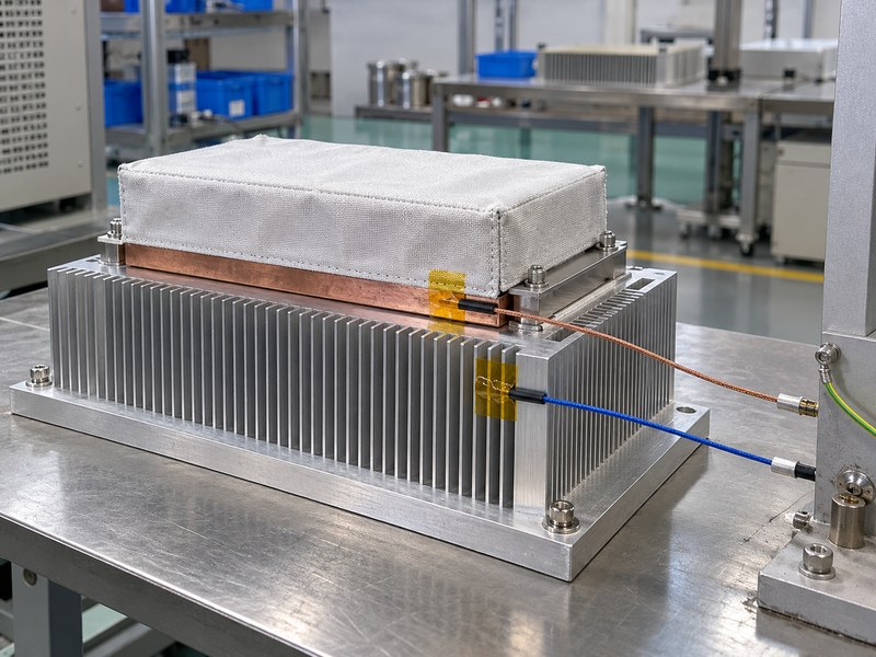 Surface treated heat sink on an idle thermal verification bench