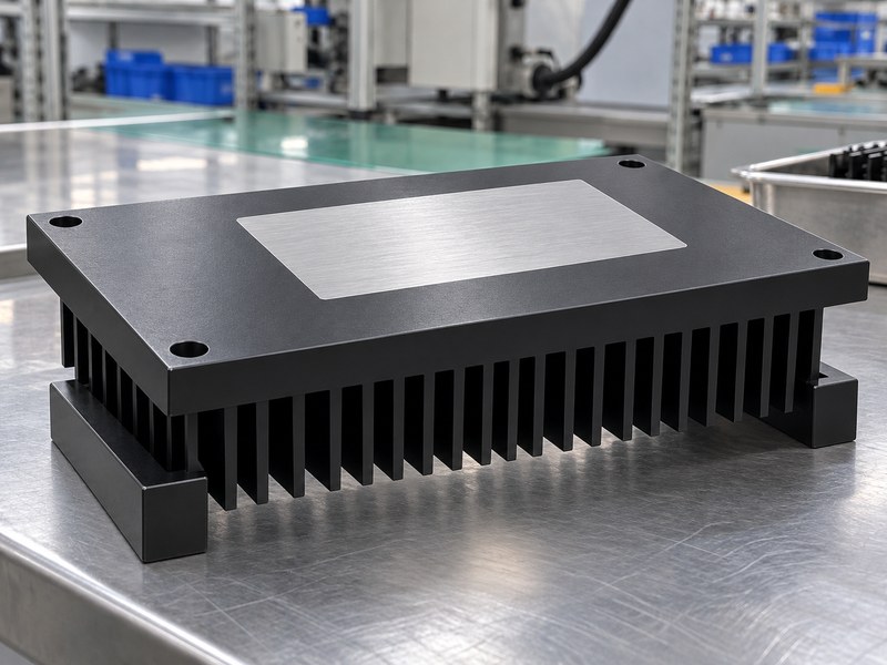 Surface treated radiator aluminum heat sink with a masked silver contact pad