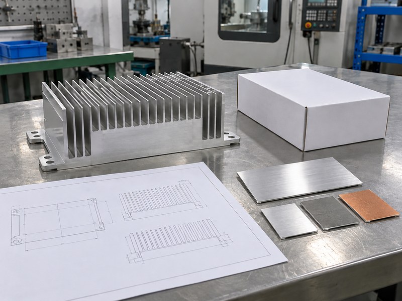 Surface treated radiator aluminum heat sink and finish samples at an RFQ review