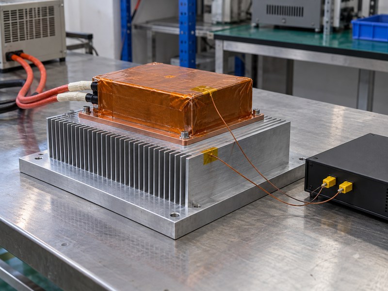Surface treated radiator heat sink with a covered heater and surface temperature probes