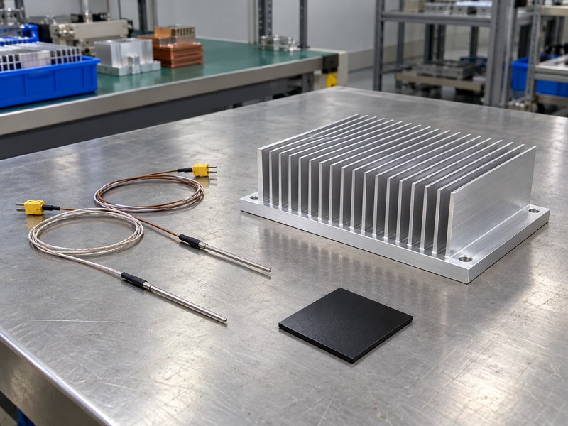 Surface treated radiator heat sink and separate surface measurement probes