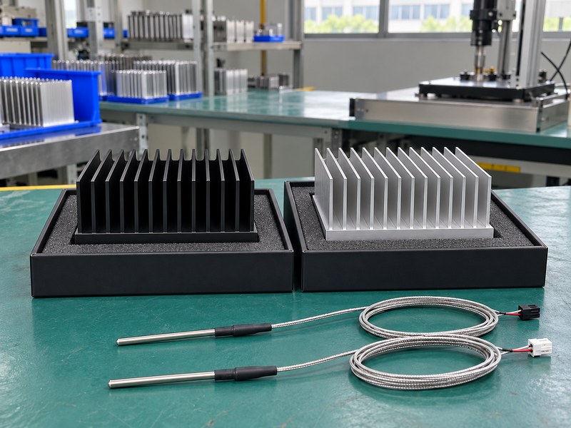Surface treated radiator heat sink samples prepared for controlled comparison
