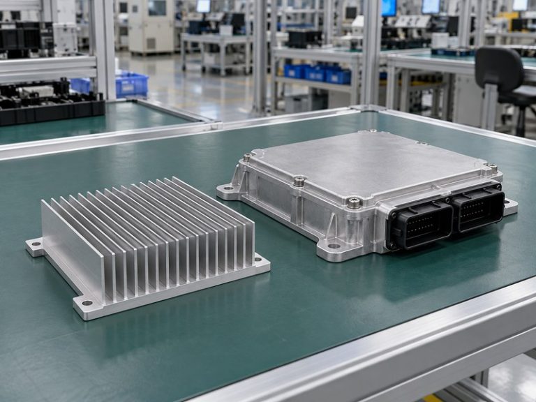 Transportation heat sink and vehicle electronics enclosure on an ESD bench