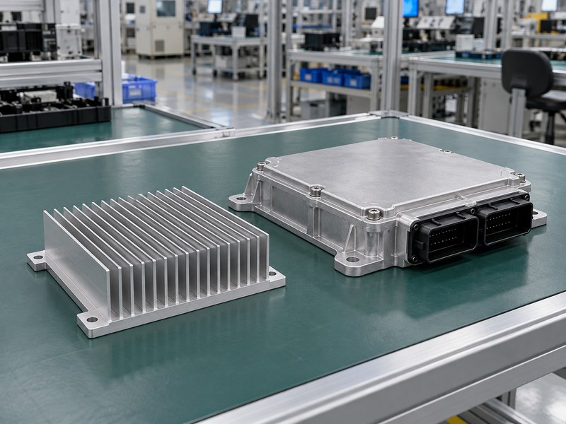 Transportation heat sink and vehicle electronics enclosure on an ESD bench
