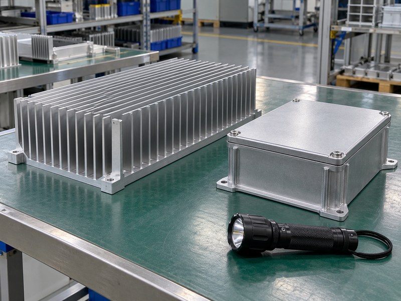 Transportation heat sink fin spacing inspected beside a sealed enclosure