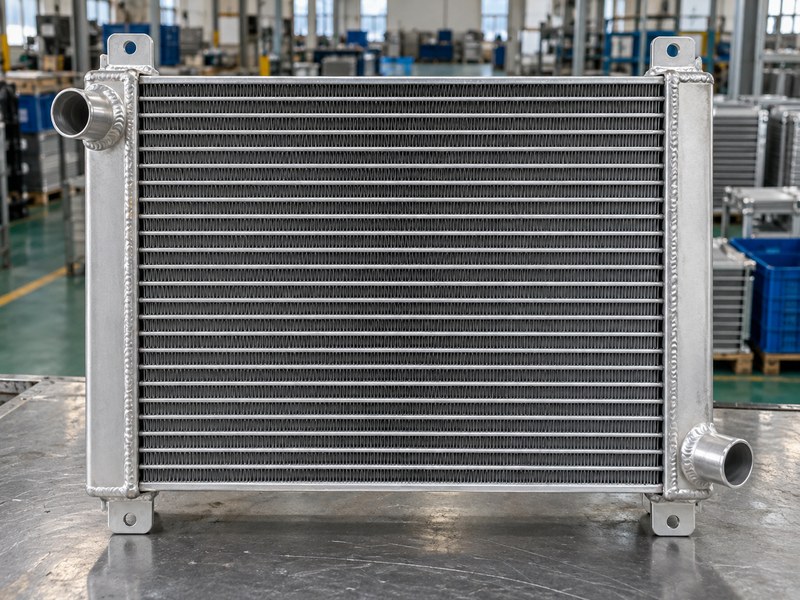 Transportation radiator heat sink tube-and-fin core with side tanks
