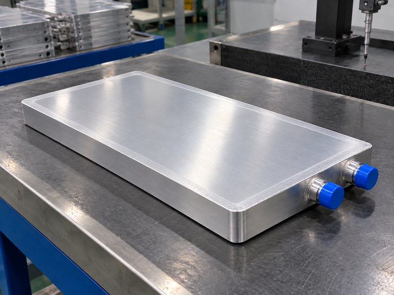 Transportation radiator heat sink closed cold plate with a perimeter weld