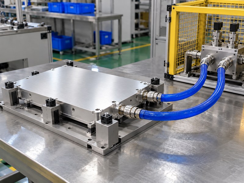 Transportation radiator heat sink cold plate in a leak-check fixture